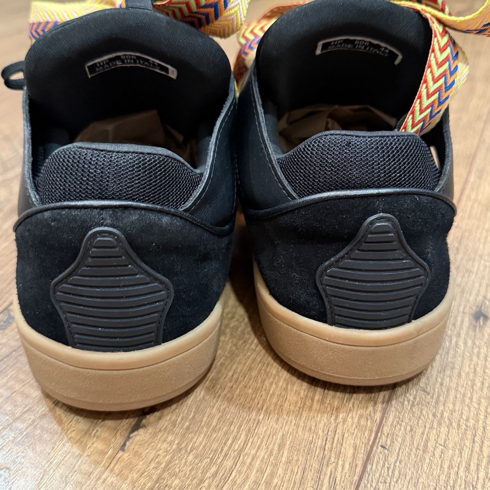 Lanvin Paris Curb Men's Sneakers Black Multi Jumbo Laces Size 44 US 11 Lace Up - Picture 4 of 10